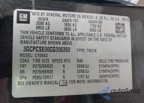 2012 Chevrolet Silverado 1500 Lt z USA, uszkodzony, nr VIN 3GCPCSE06CG306260